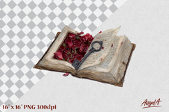 Open books clipart with vintage key, gothic book clipart PNG Product Image 1