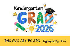 Kindergarten Grad 2026 SVG | Preschool Graduation PNG Print Product Image 2