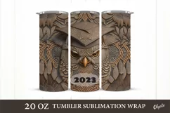 3D Owl Tumbler Sublimation. Graduation 2023 Tumbler PNG Product Image 1