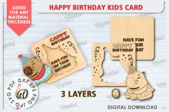 Happy Birthday Kids Card Laser Cut. Greeting Card SVG Product Image 2