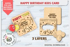 Happy Birthday Kids Card Laser Cut. Greeting Card SVG Product Image 2