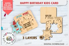 Happy Birthday Kids Card Laser Cut. Greeting Card SVG Product Image 2
