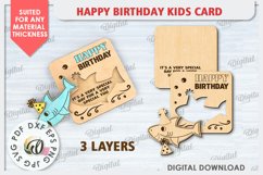 Happy Birthday Kids Card Laser Cut. Greeting Card SVG Product Image 2