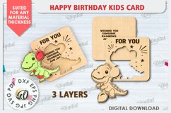 Happy Birthday Kids Card Laser Cut. Greeting Card SVG Product Image 2