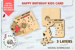 Happy Birthday Kids Card Laser Cut. Greeting Card SVG Product Image 2