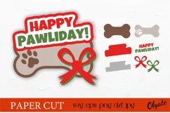 Happy Pawliday. Dog Christmas Paper Cut. Dog Christmas SVG. Product Image 1