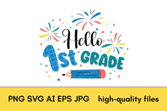 Hello 1st Grade SVG | Back to School 2025 | First Grade PNG Product Image 2