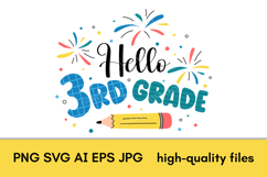 Hello 3rd Grade SVG | Back to School 2025 | Third Grade PNG Product Image 2
