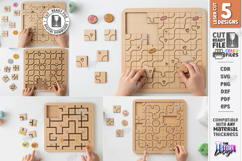 Wooden Logic Maze Puzzle SVG - Laser Cut Brain Teaser Product Image 1