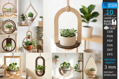 Hanging Plant Pot Holder Laser Cut Bundle | Flowerpot Hanger Product Image 1