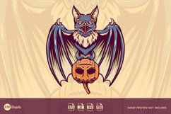 Bat And Pumpkin Retro Illustration Product Image 2