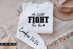 He Will Fight For You - Christian Sleeve T-Shirt Design Product Image 1