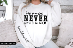 His mercies never - Christian Sleeve T-Shirt Design Product Image 3
