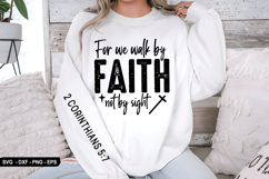 For We Walk By Faith - Christian Sleeve T-Shirt Design Product Image 3