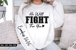 He Will Fight For You - Christian Sleeve T-Shirt Design Product Image 3
