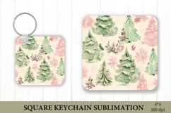 Watercolor Christmas Tree Square Keychain PNG Product Image 1