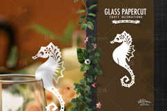 Glass Topper Seahorse Paper Cut Decoration Product Image 1