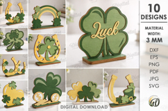 Lucky Shamrock Decors Bundle Laser Cut. Stand Decor SVG Product Image 1