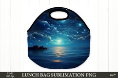 Night Sea Design PNG. Lunch Bag Sublimation PNG. Product Image 1