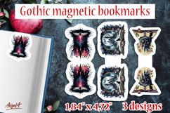 Floral Gothic magnetic bookmarks Open book Black cat Castle Product Image 1