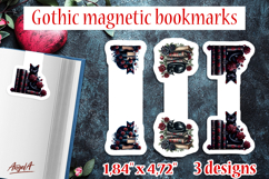 Gothic magnetic bookmark Book lover Stack of books Black cat Product Image 1