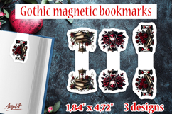 Gothic magnetic bookmark Hourglass Book lover Stack of books Product Image 1