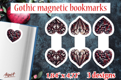 Gothic magnetic bookmarks Book lover Heart shape PNG Product Image 1