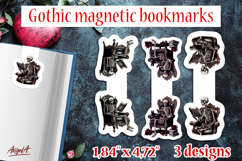 Gothic magnetic bookmarks Book lover skeleton PNG Product Image 1