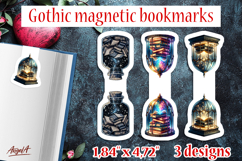 Gothic magnetic bookmarks Book lover Magical bottle PNG Product Image 1