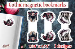 Gothic magnetic bookmarks Mystical Medieval Castle Roses PNG Product Image 1