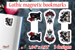 Floral Gothic magnetic bookmarks Black cat Hourglass Book Product Image 1