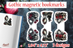 Floral Gothic magnetic bookmarks Stacks of books, mirror Product Image 1
