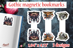 Gothic magnetic bookmarks Mystical Castle 3D open book PNG Product Image 1