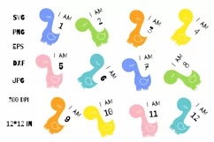 Baby Monthly Milestone SVG. Baby Cute Dinosaur SVG. Product Image 1