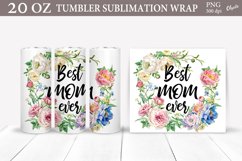 Mothers Day Tumbler Wrap PNG. Watercolor Flower Tumbler PNG Product Image 1
