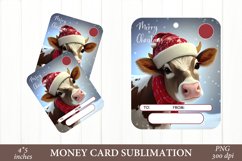 Christmas Cow Money Card. 3D Cow Holder Sublimation PNG Product Image 1