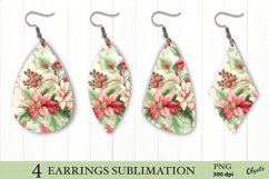 Christmas Poinsettia Earring Sublimation Design PNG. Product Image 1