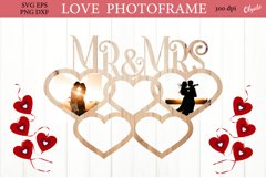 Love Photoframe for Laser Cutting. Mr and Mrs SVG Product Image 1