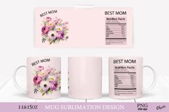 Best Mom Mug Sublimation. Beautiful Flower Mug Wrap PNG Product Image 1