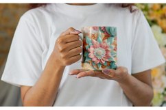3D Flower Pastel Color Mug Wrap | Sublimation Coffee Cup Product Image 2