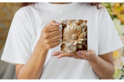 3D Gold Flowers Mug ug Wrap | Sublimation Coffee Cup Product Image 2