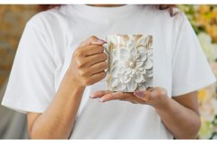 3D White Flowers Mug Wrap | Sublimation Coffee Cup Product Image 2