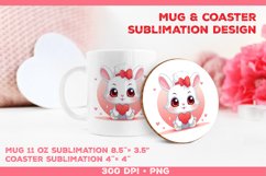 Cute Adorable Rabbit Mug and Coaster Sublimation Design Product Image 1