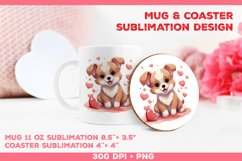 Cute Adorable Puppy Mug and Coaster Sublimation Design Product Image 1