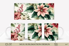 Christmas Poinsettia Clipart PNG. Christmas Mug Wrap Product Image 1
