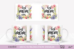 Floral Mom Mug Sublimation PNG. Mom Quote. Floral Mug PNG Product Image 1