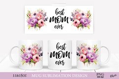 Mom Mug Wrap PNG. Flower Mug Sublimation 11 OZ, 15 OZ Product Image 1