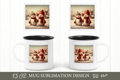 Watercolor Snowman Mug Sublimation PNG. Christmas Mug PNG Product Image 1