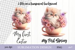 My First Easter, My First Spring. Cat, Kitty Sublimation PNG Product Image 1