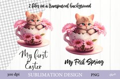 My First Easter, My First Spring PNG. Cute Kitty Sublimation Product Image 1